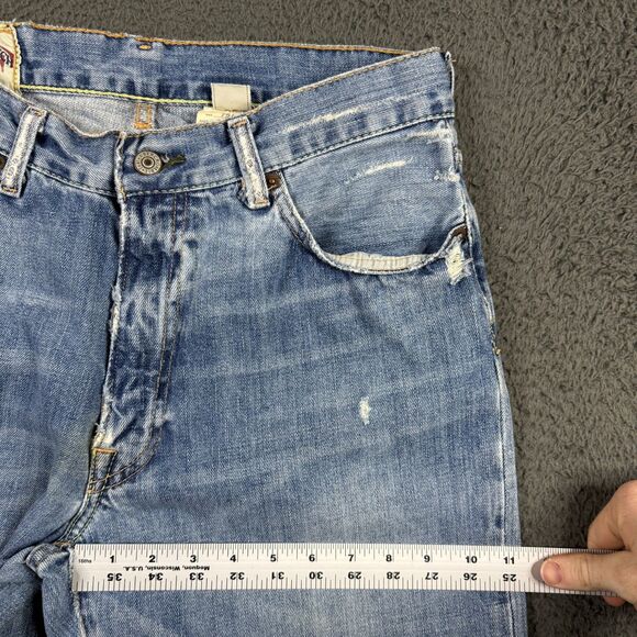 Vtg Abercrombie & Fitch Jeans Mens 30x32 Blue Bootcut Distressed Light Wash Y2K - Picture 16 of 16